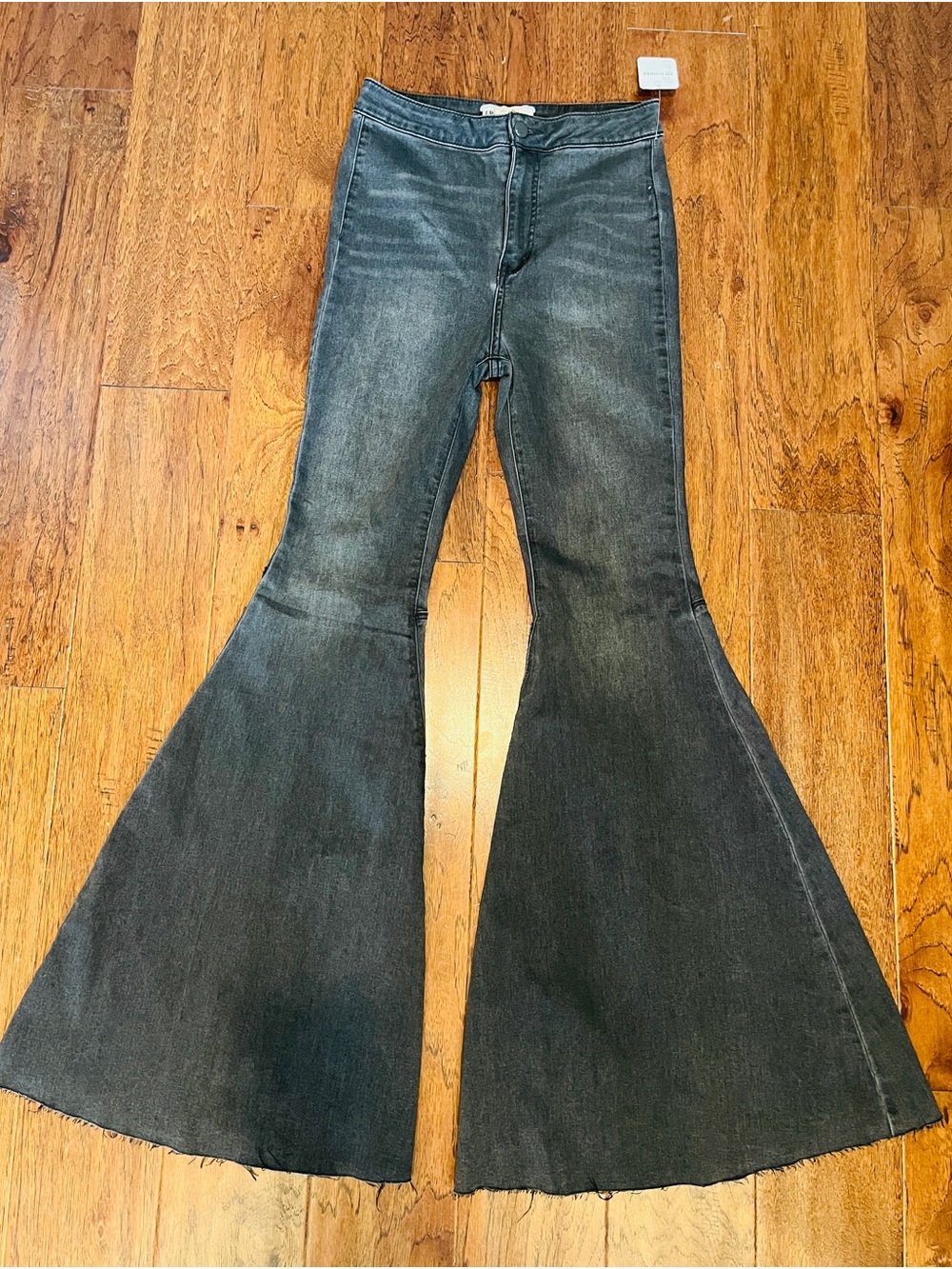 Free People Black Washed High-Rise Flared Jeans